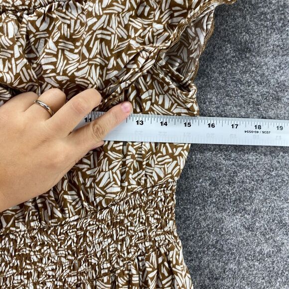 5/$45 Old Navy Dress Women M Medium Brown Geometric Maxi Long Elastic Waist - Picture 7 of 10